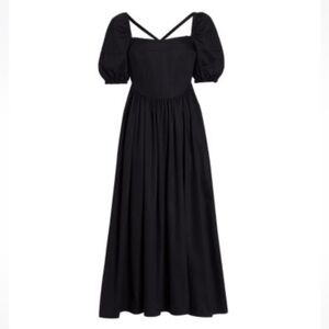 NWT Rosetta Getty Black Cotton Corset Midi Dress